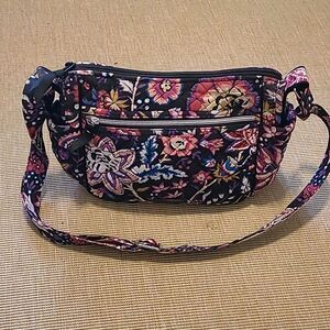 Vera Bradley Black Quilted Floral Purse Bag Crossbody